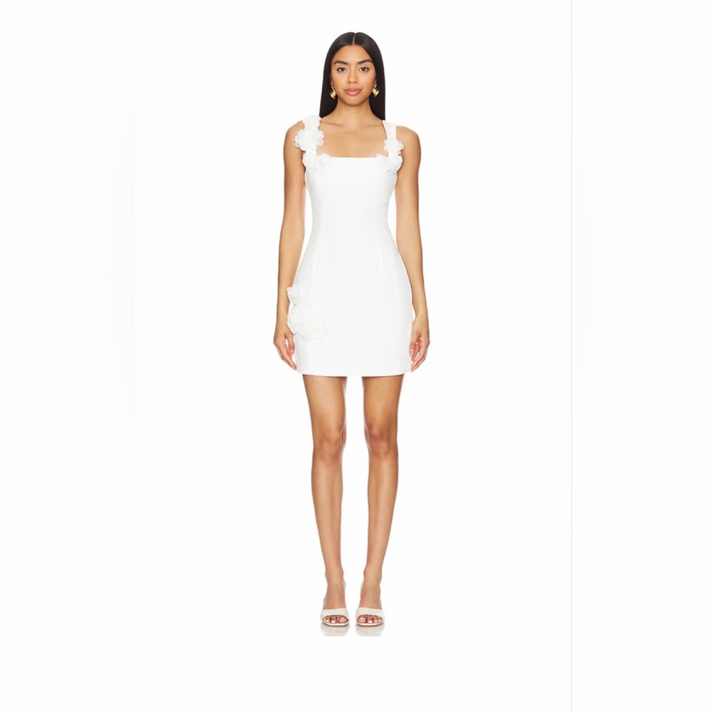 Elliatt White Mini Dress with Floral Appliqué